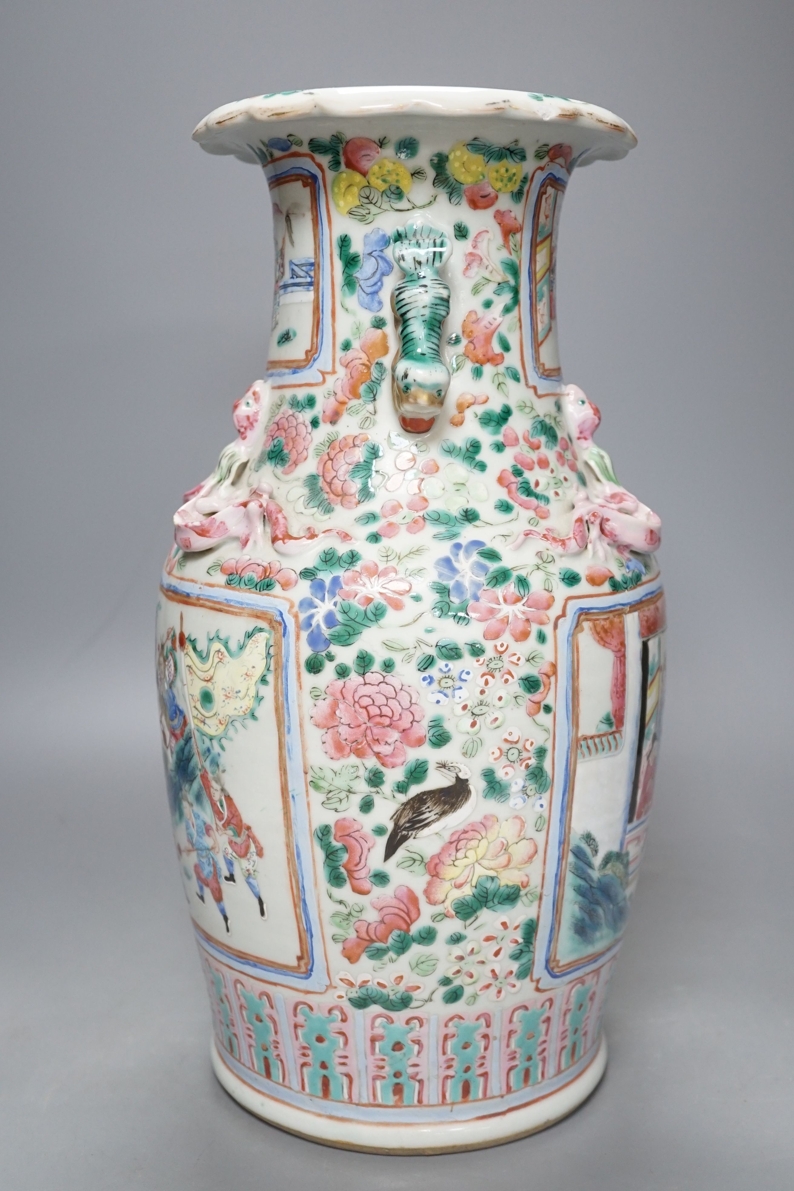 A Chinese famille rose vase, 19th century, 35cms high.